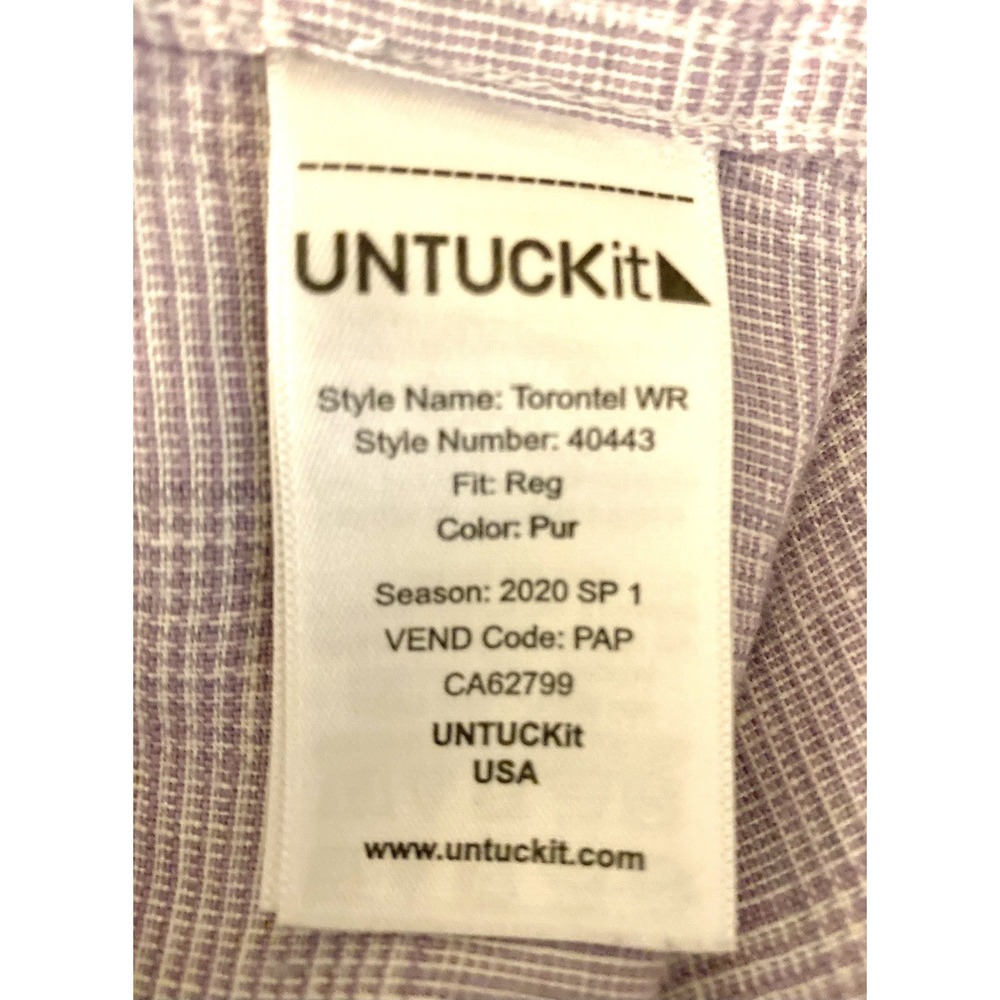 UNTUCKIT Torontel Checkered White Purple Linen Men's L/S Shirt Coastal Luxe 2XL‎ - Picture 5 of 7